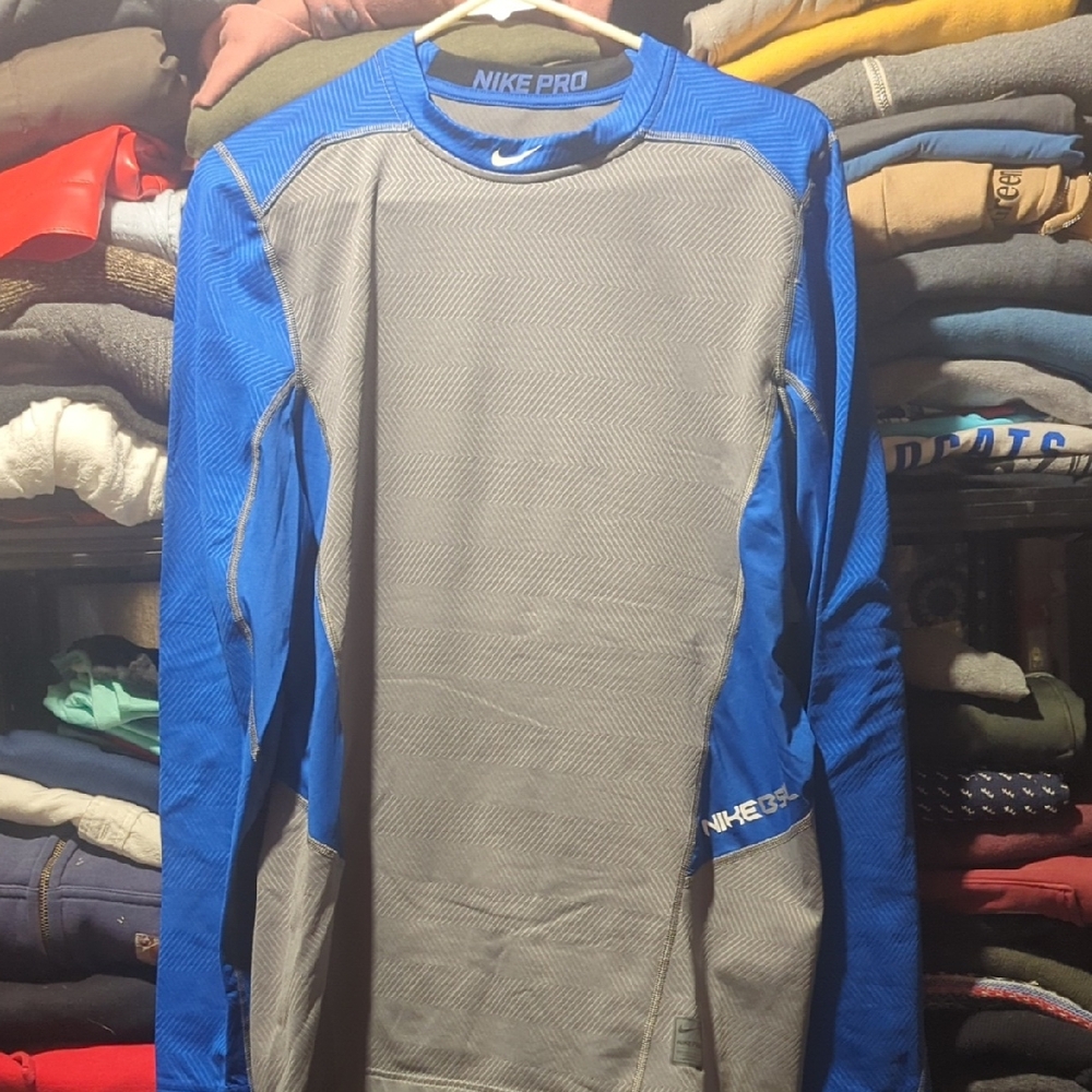 Nike Pro Blue and Gray DriFit Baseball Top